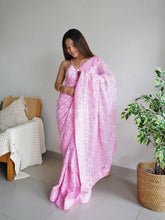 Supreme Georgette  Sequence Worked Pink Saree
